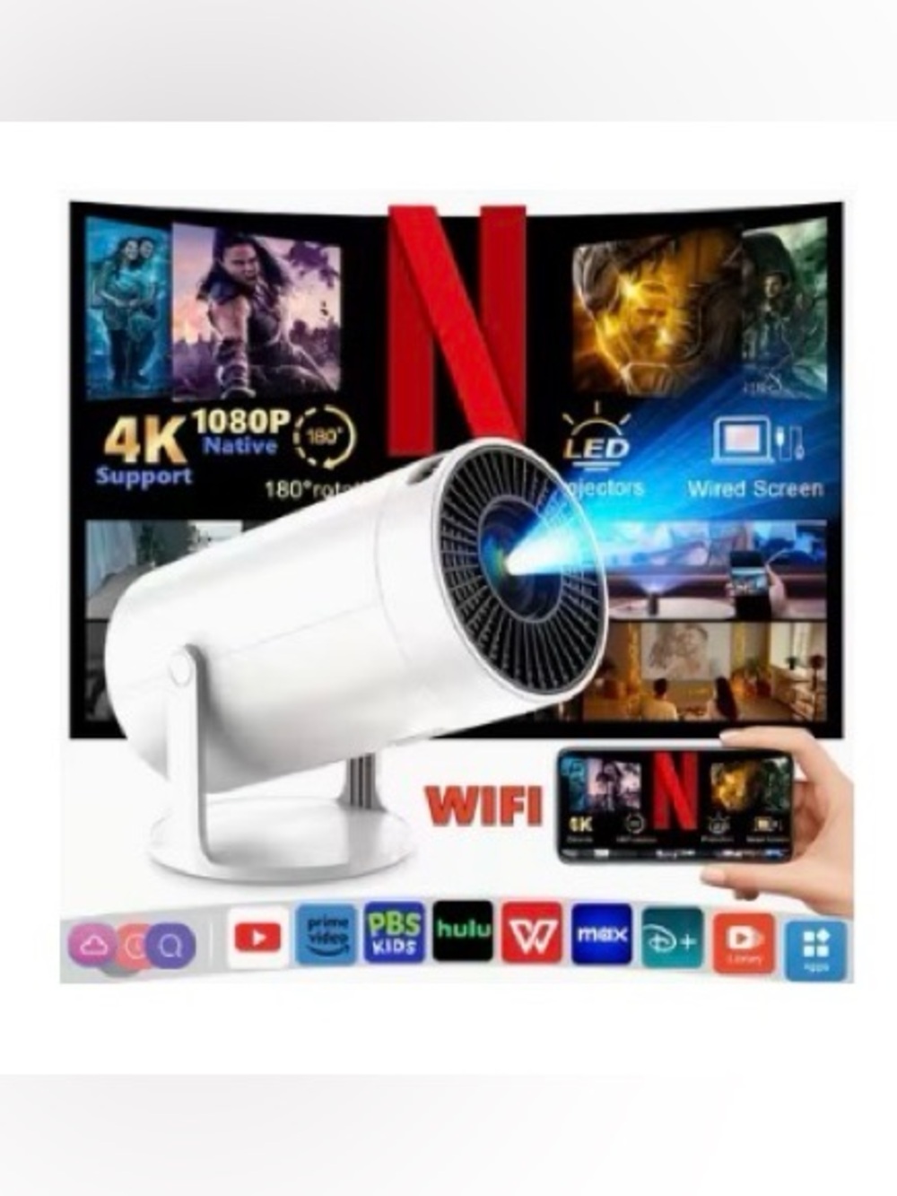 New Mini LED Projector - White